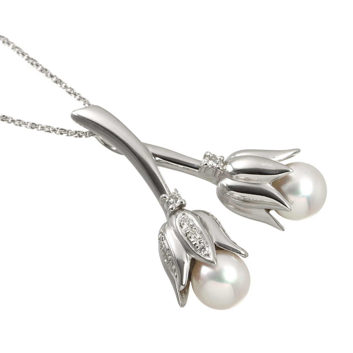 Akoya Pearl 7.0mm Diamond 0.15ct Necklace 18K WG 750