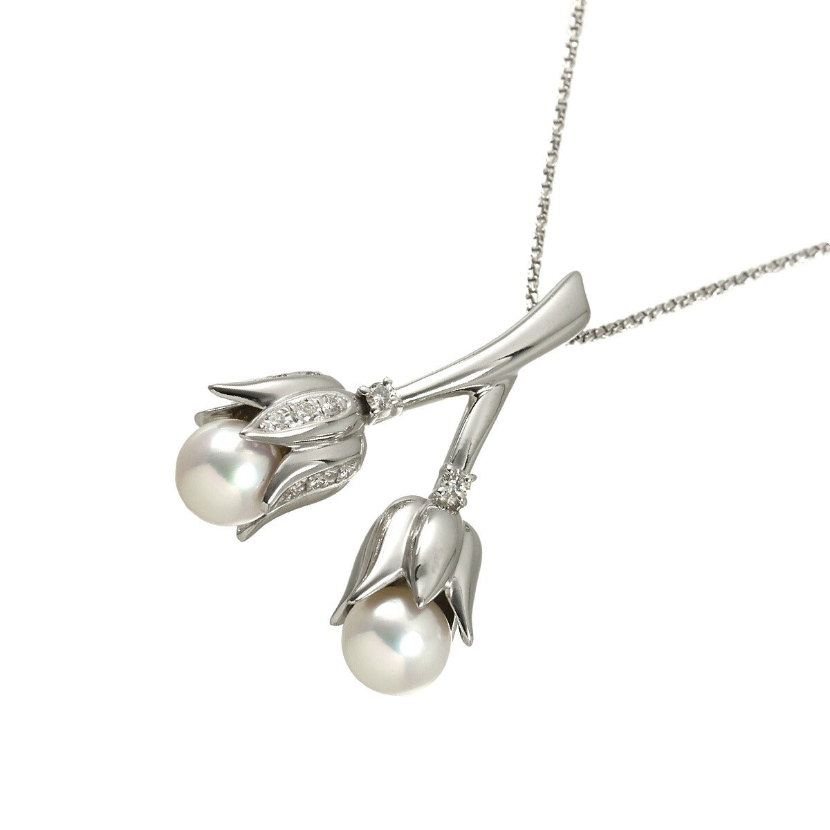Akoya Pearl 7.0mm Diamond 0.15ct Necklace 18K WG 750