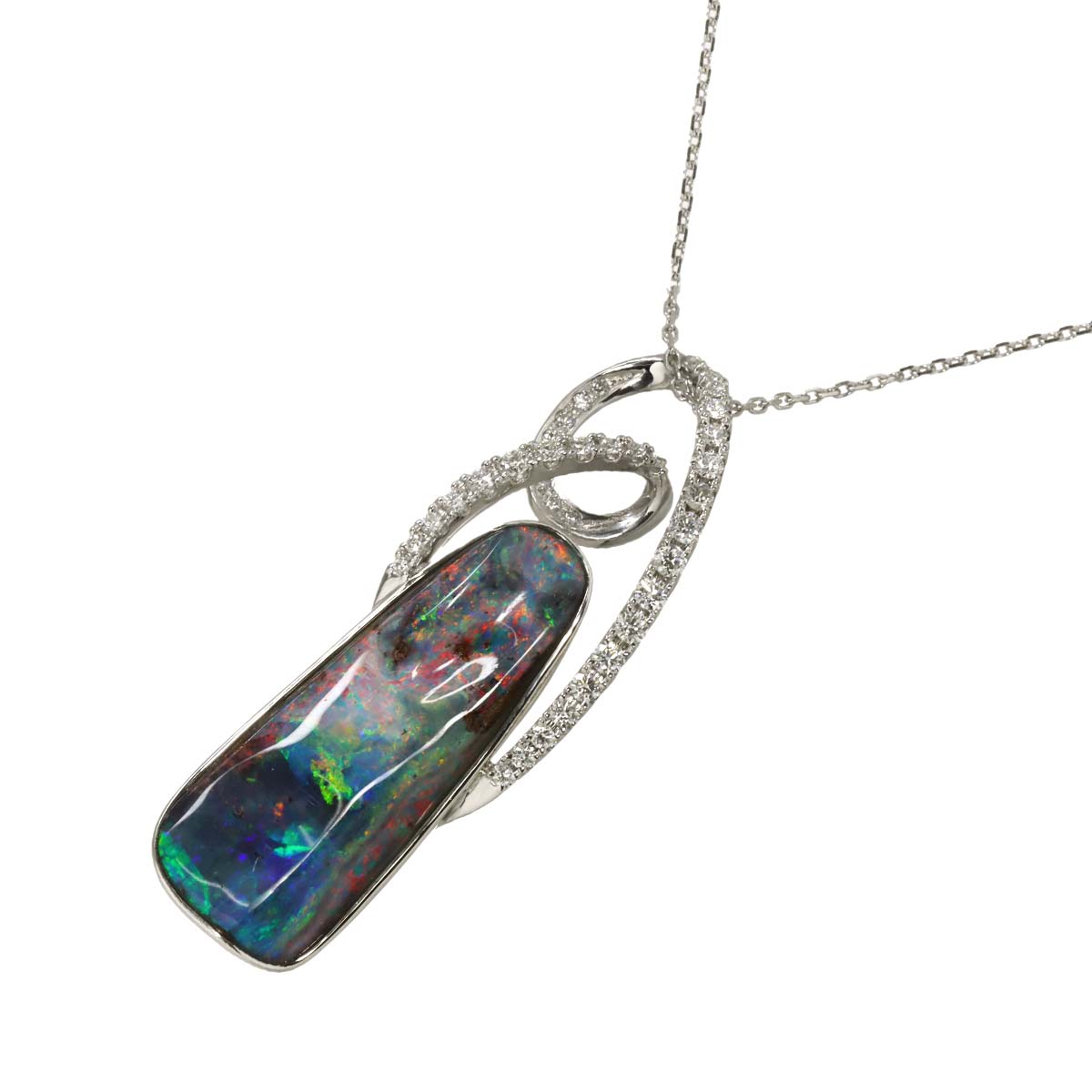 Opal Diamond 0.59ct Necklace 18K WG 750