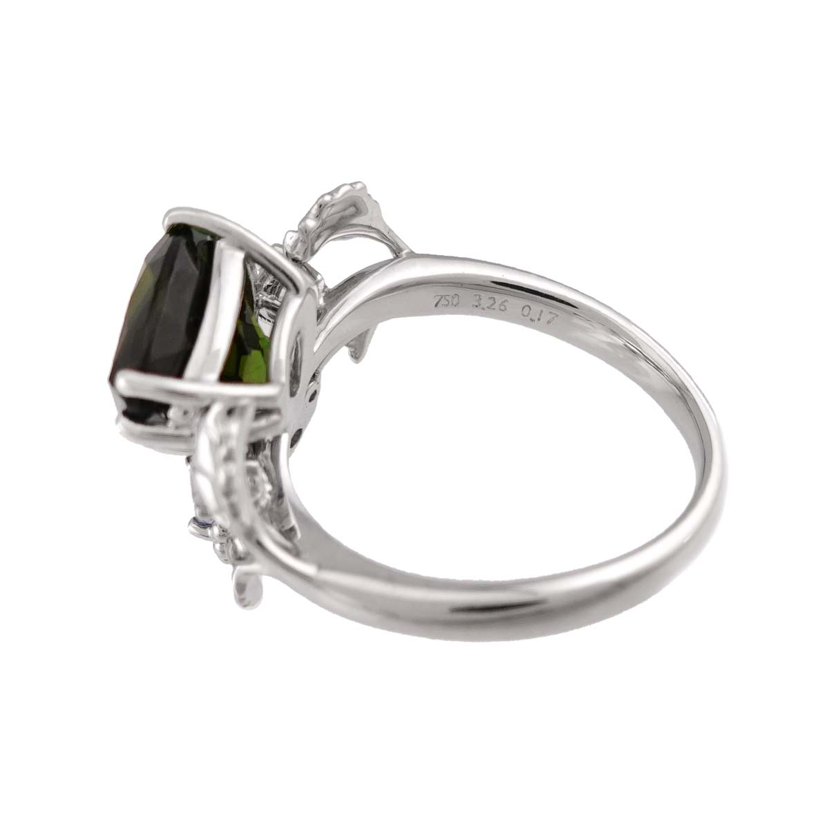 Tourmaline 3.26ct Diamond 0.17ct Iolite Ring 18K WG 6.5-6.75(US)