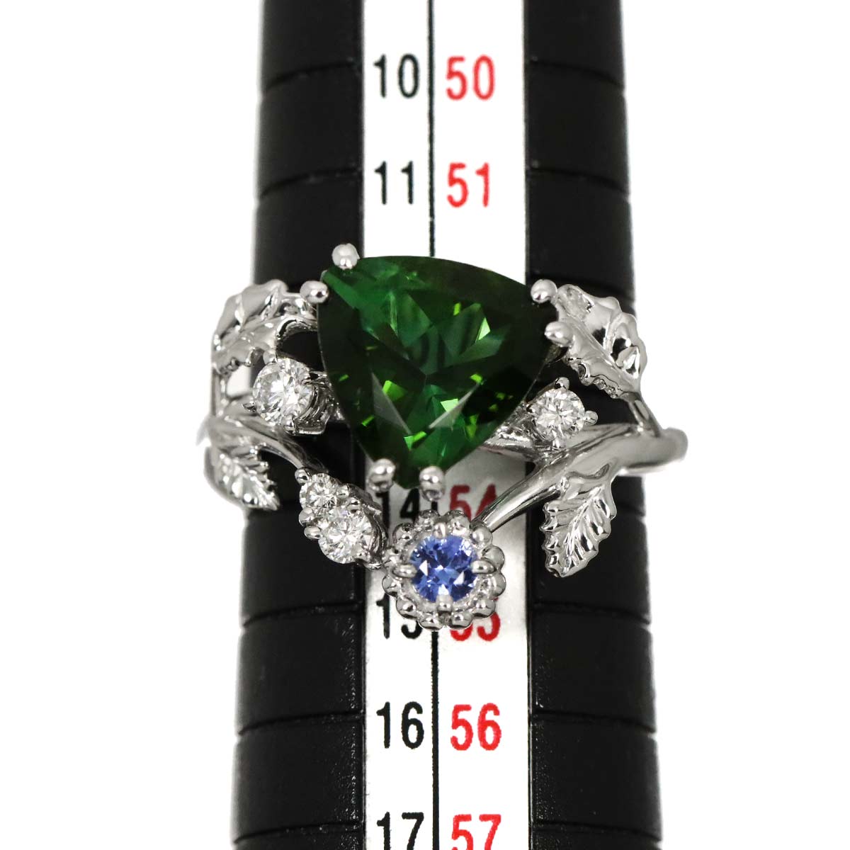 Tourmaline 3.26ct Diamond 0.17ct Iolite Ring 18K WG 6.5-6.75(US)