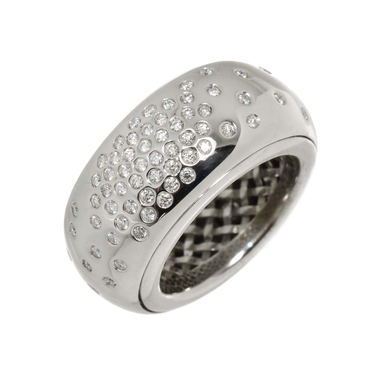 Diamond Ring 18K WG 750 Size9 4-4.5(US)
