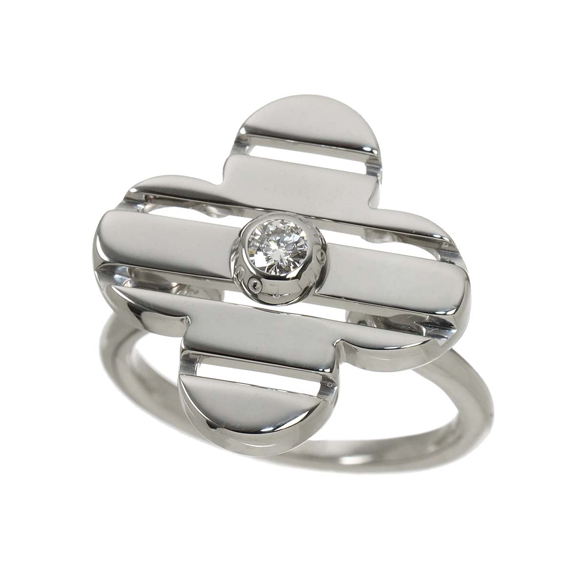 Petit Bague Diamond Ring 18K WG 750 size53 6.25-6.5(US)