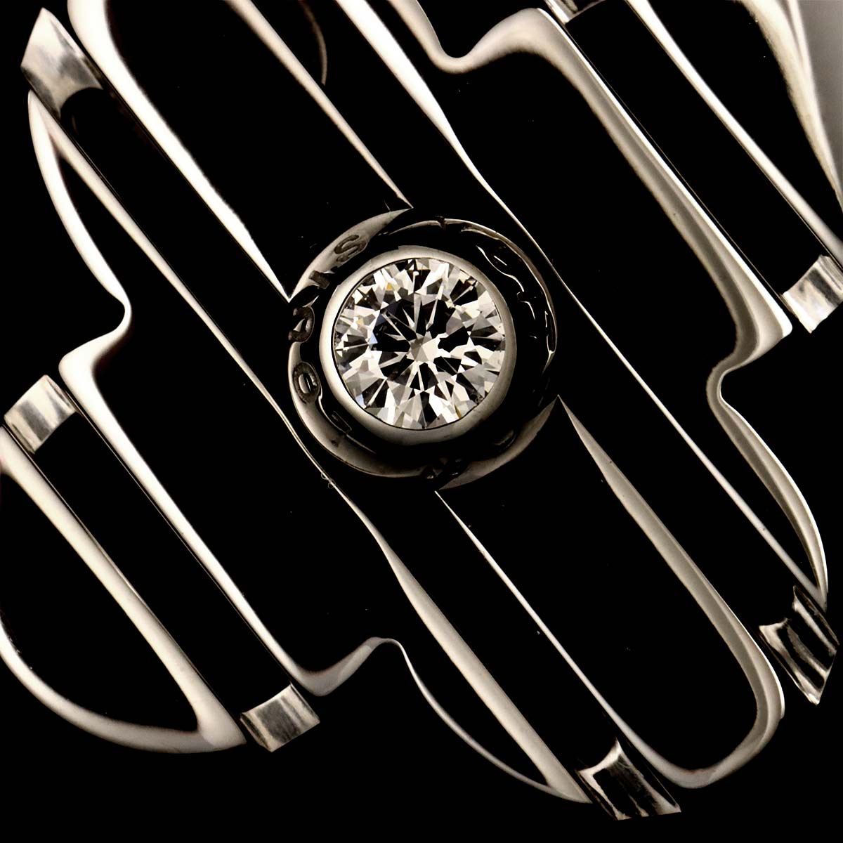 Petit Bague Diamond Ring 18K WG 750 size53 6.25-6.5(US)