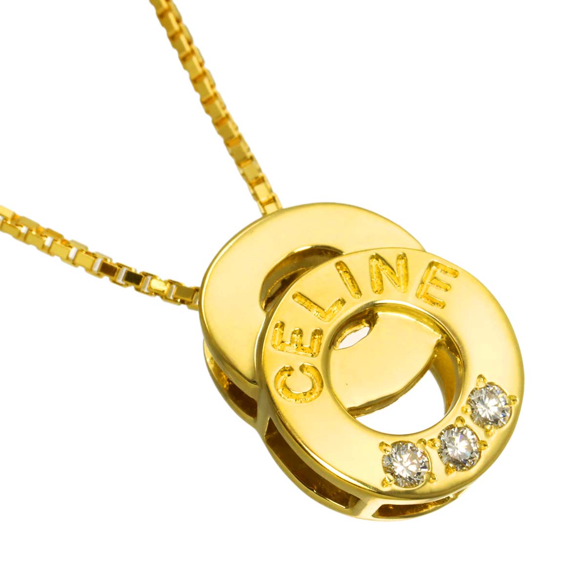 Logo Diamond 0.08ct Necklace 18K YG Yellow Gold 750