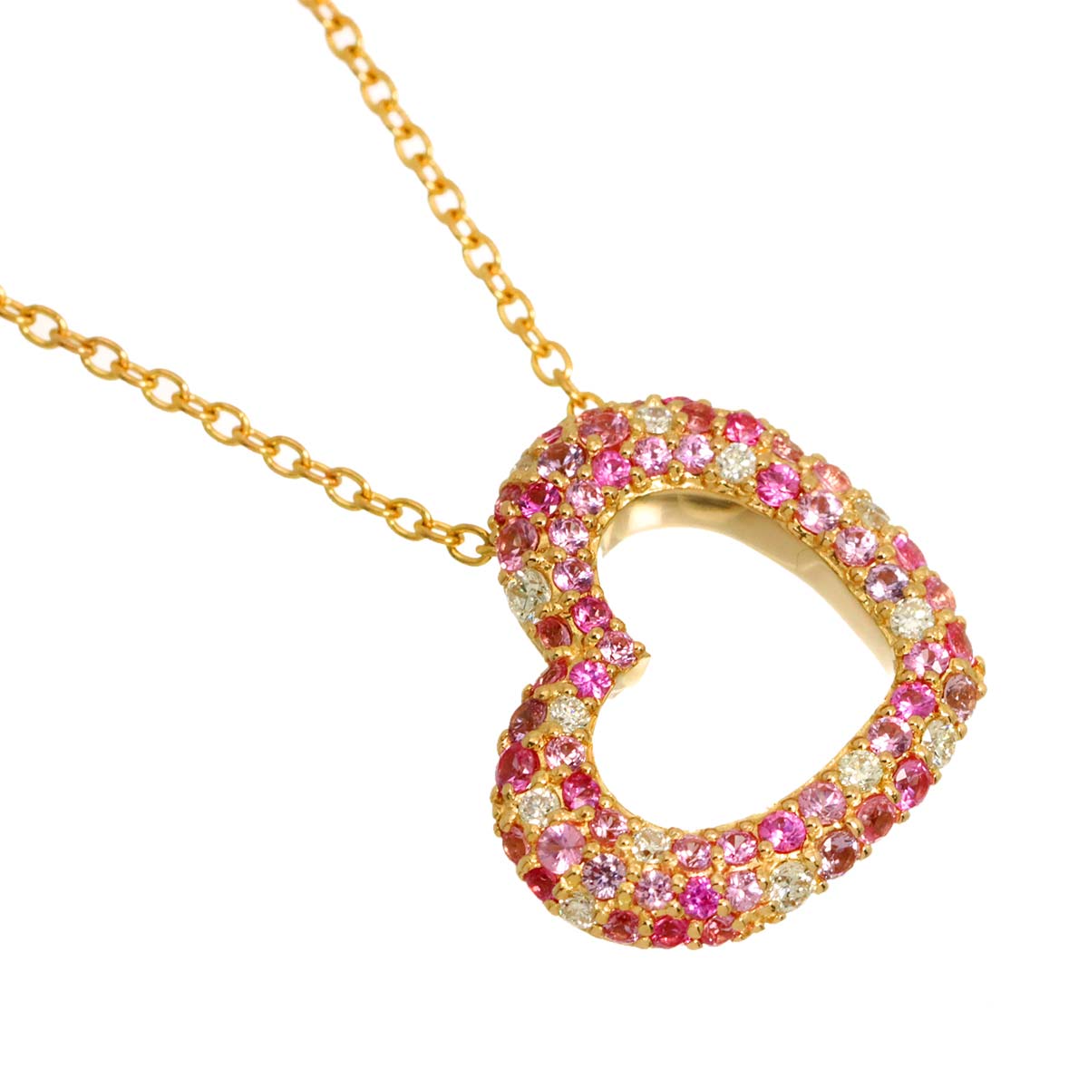 Sapphire 0.57ct Diamond 0.13ct Necklace 18K PG 750