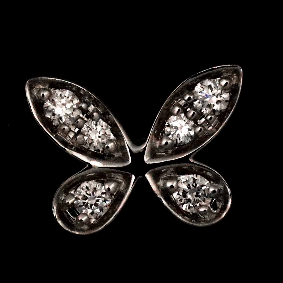 Butterfly Diamond Earrings Pierced 18K WG 750