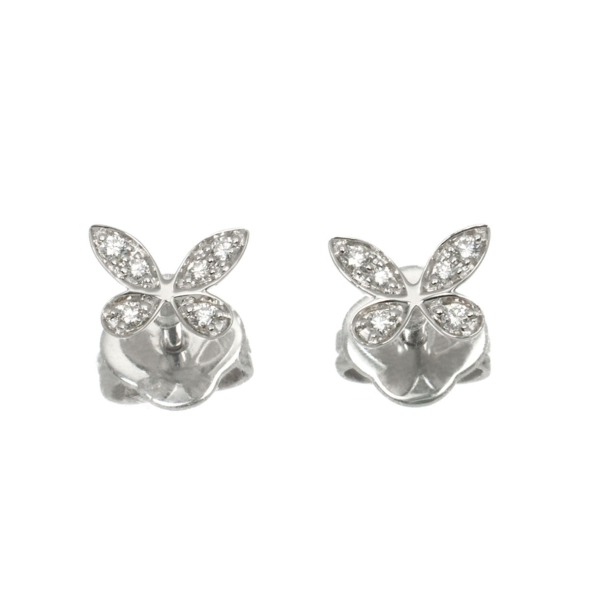 Butterfly Diamond Earrings Pierced 18K WG 750
