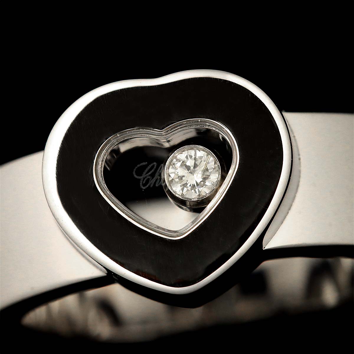 Happy Diamond Heart Ring 18K WG 750 Size4.75-5(US)