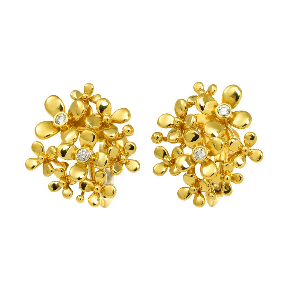 Diamond 0.04ct/0.04ct Earrings Clip on 18K YG 750