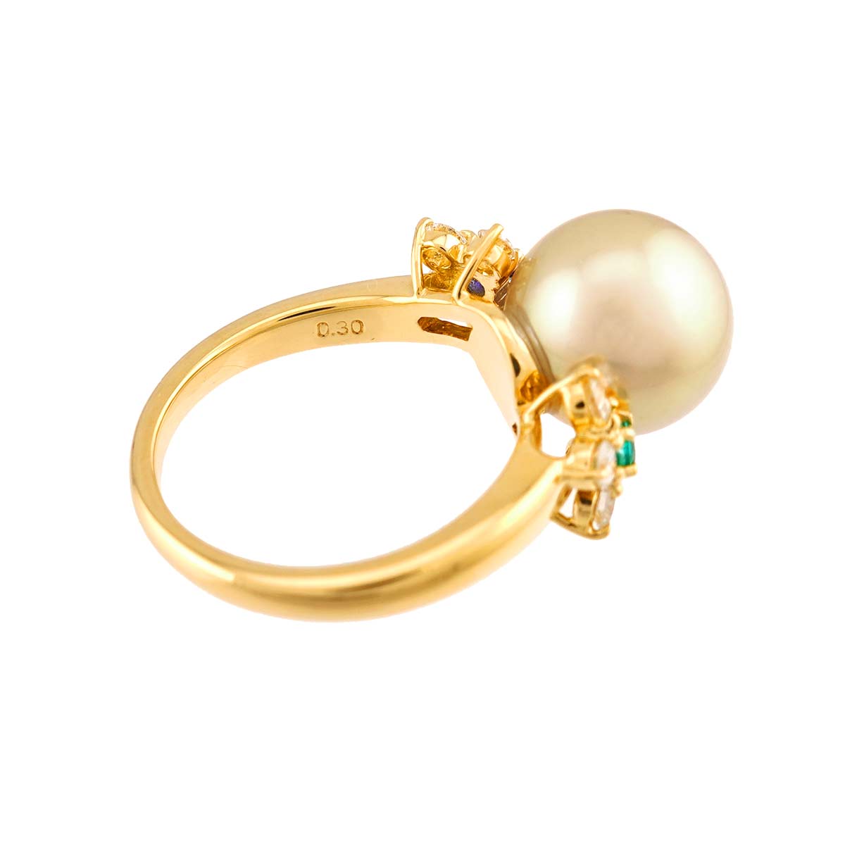 South Sea pearl Diamond 0.30ct Ring 18K YG 750 size6-6.25(US)