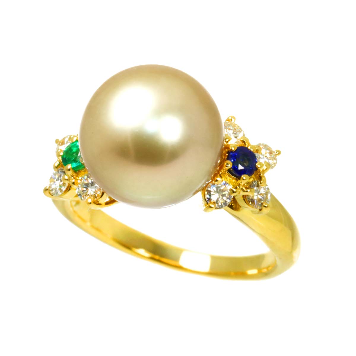 South Sea pearl Diamond 0.30ct Ring 18K YG 750 size6-6.25(US)