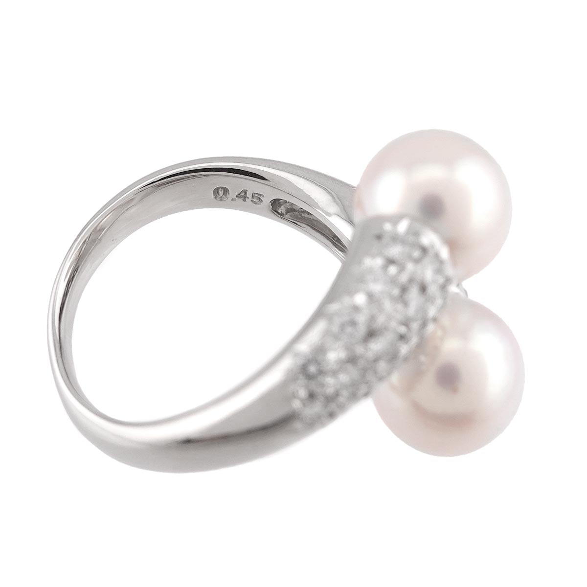 Akoya Pearl 8.3mm Diamond Ring Pt size5.5-5.75(US)