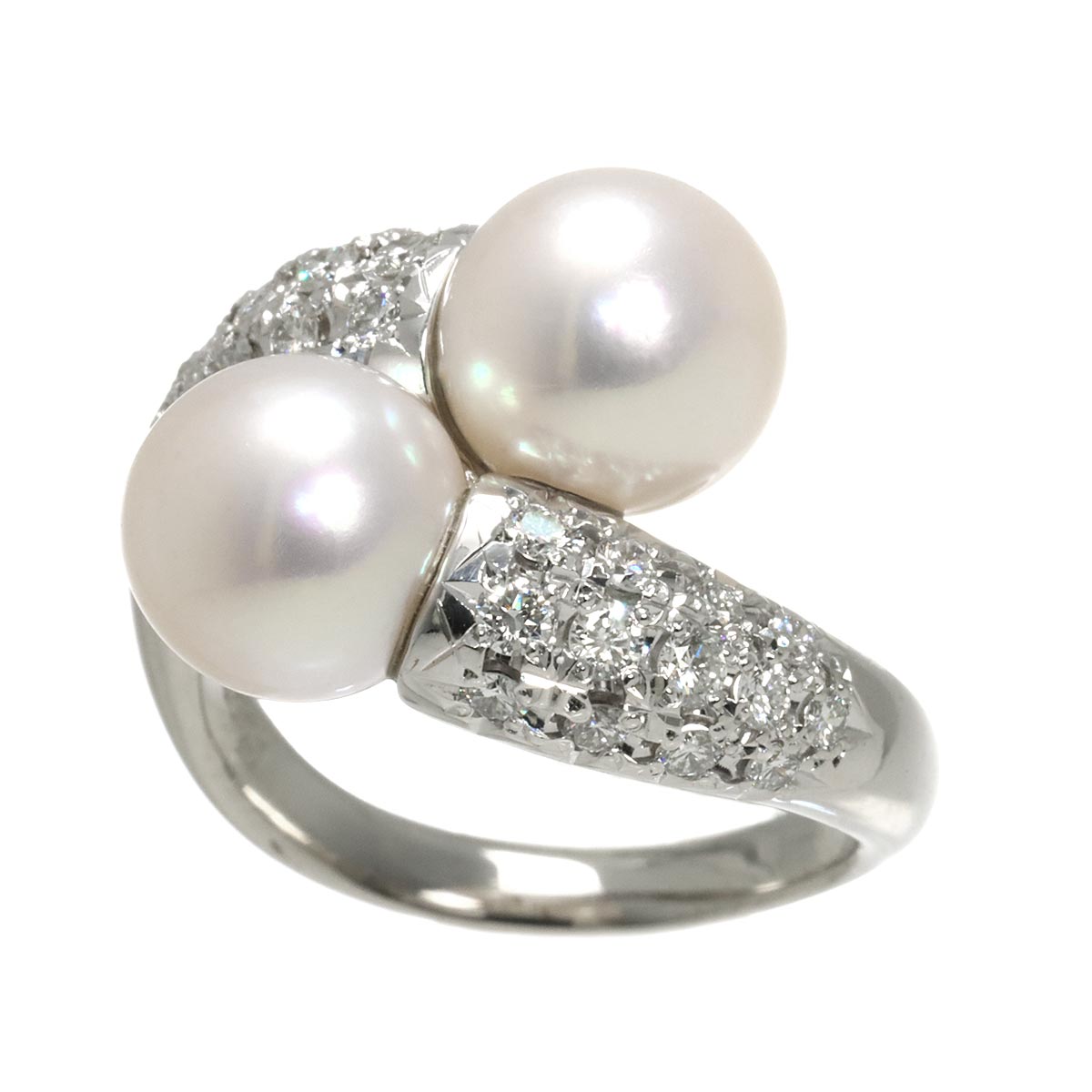 Akoya Pearl 8.3mm Diamond Ring Pt size5.5-5.75(US)