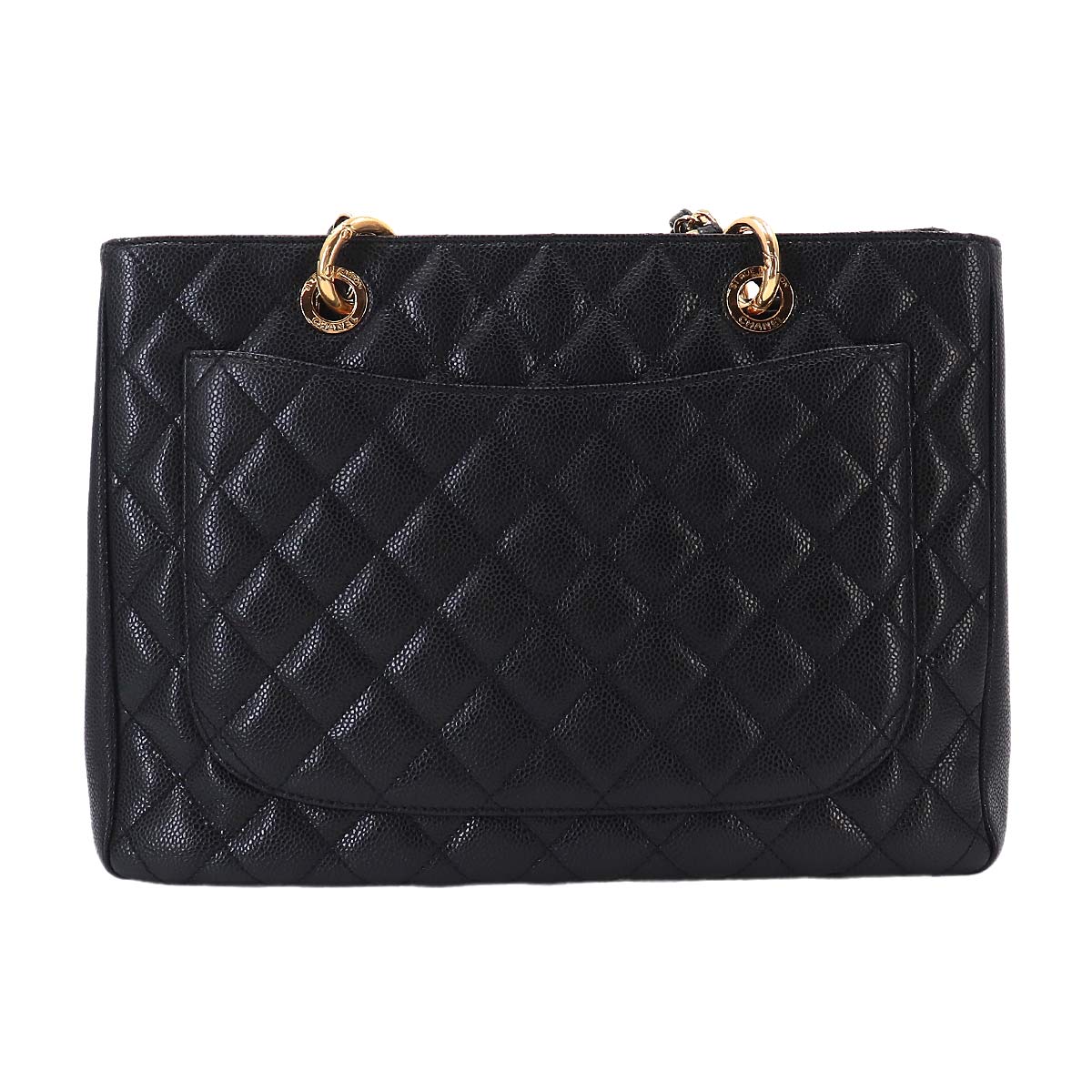 Matelasse Grand Shopping Tote Bag Leather Black GST A50995