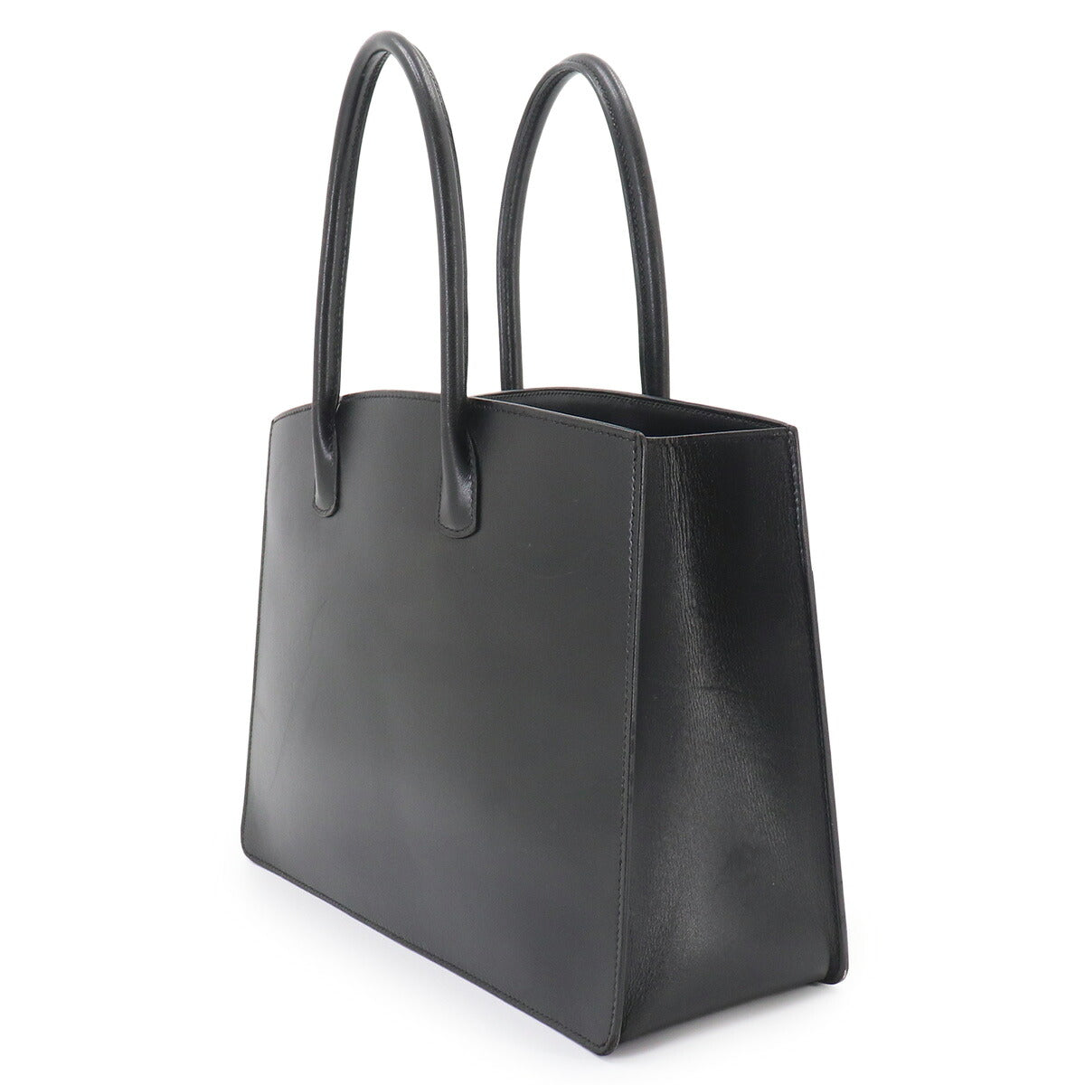 White Bass PM Tote Bag Box Calf Black Purse