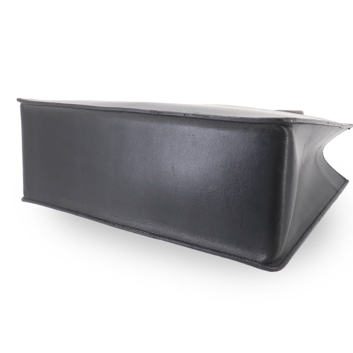 White Bass PM Tote Bag Box Calf Black Purse