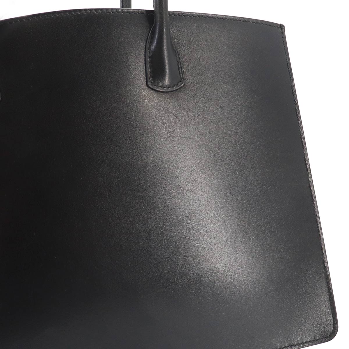 White Bass PM Tote Bag Box Calf Black Purse