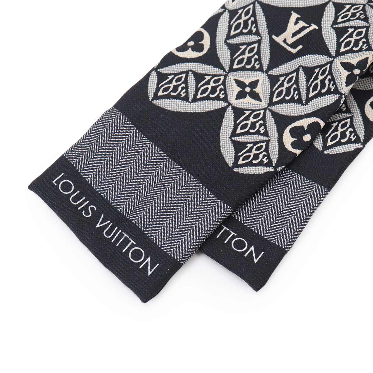 Since 1854 Bandeau Scarf Silk 100% Black White MP2825