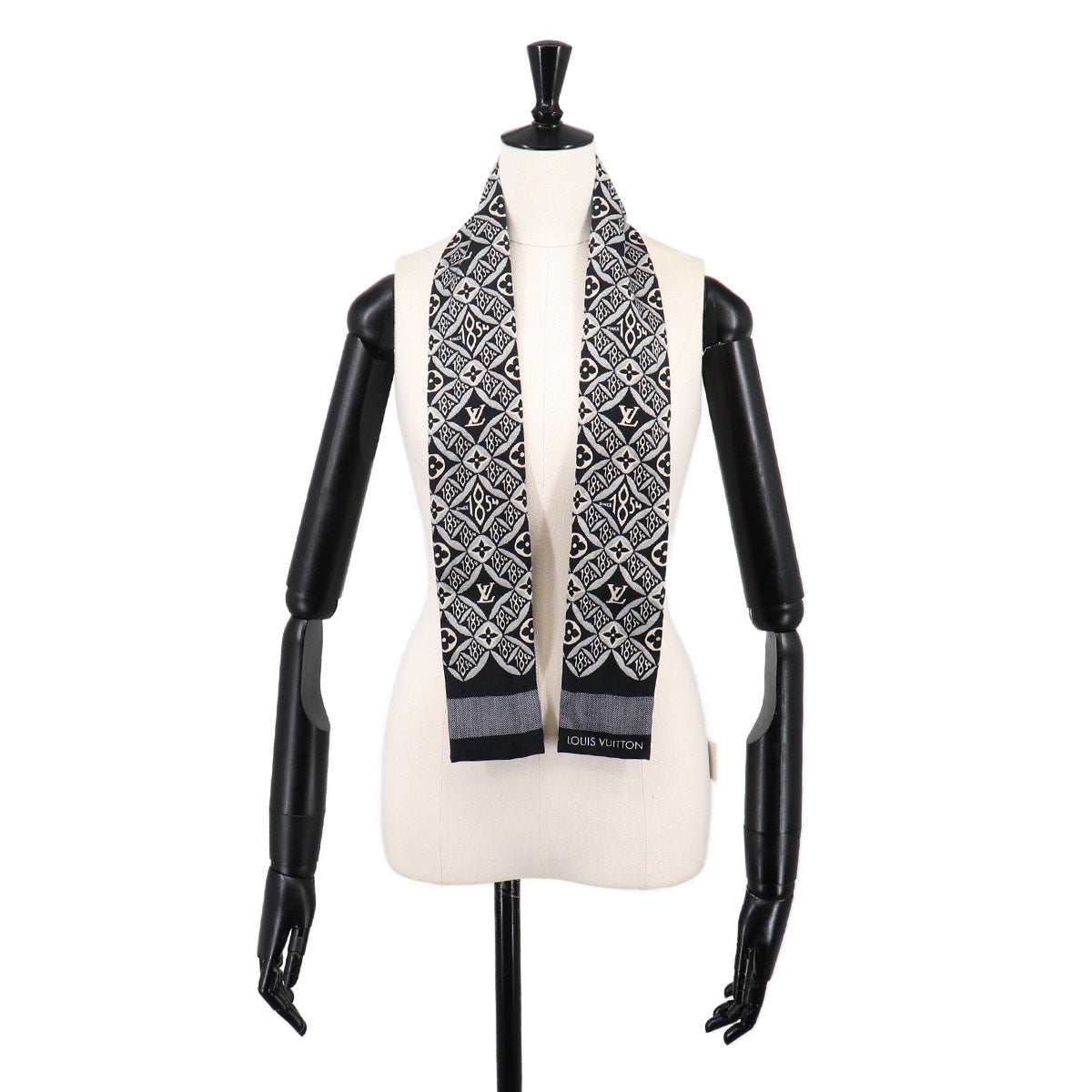 Since 1854 Bandeau Scarf Silk 100% Black White MP2825