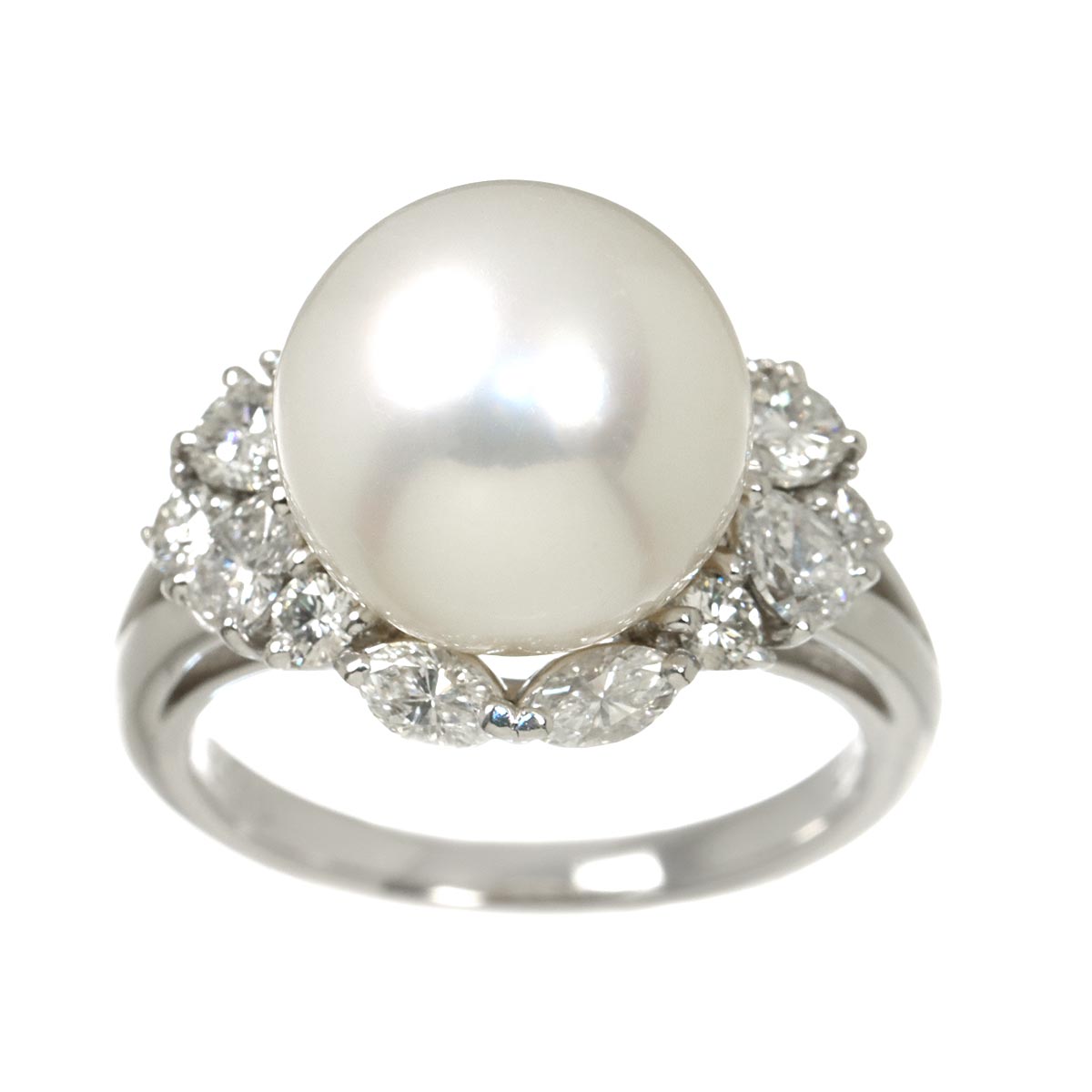 South Sea pearl 11.9mm Diamond 1.10ct Ring Platinum size6.75(US)