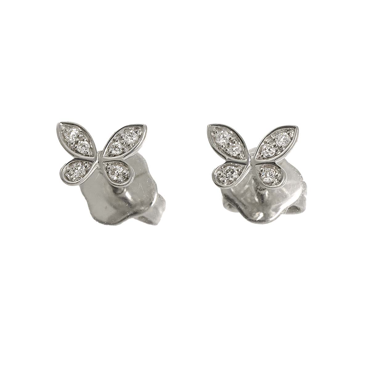 Pave butterfly Diamond Earrings Pierced 18K WG 750