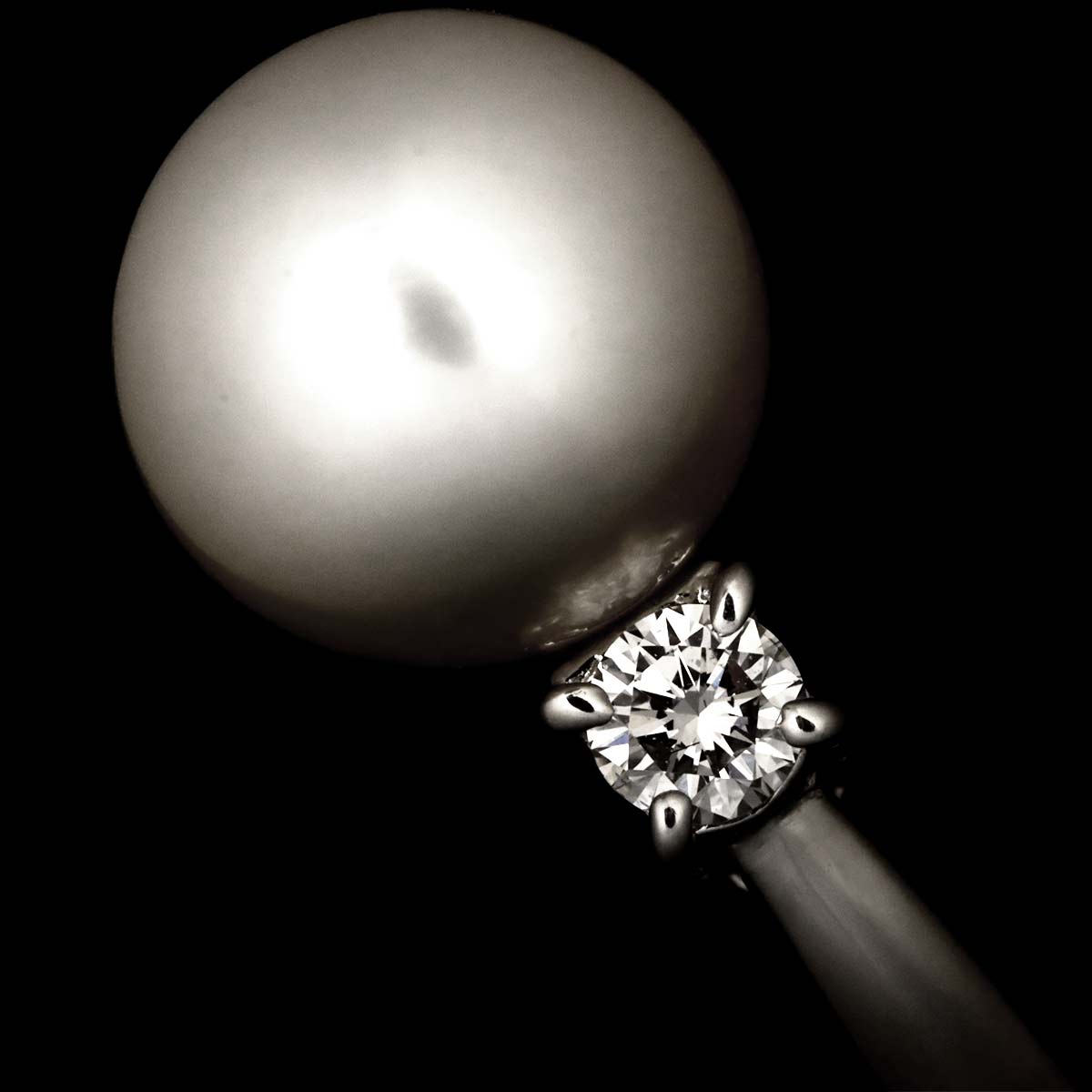 Akoya Pearl 8.8mm Diamond Ring Platinum size5.25(US)