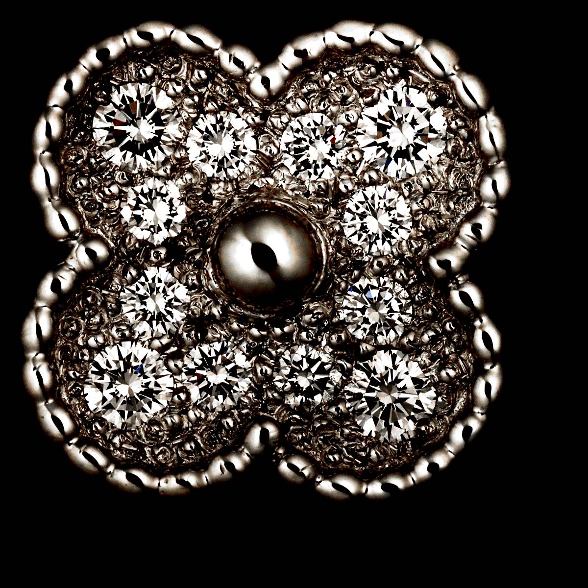 VintageAlhambra Diamond Ring 18K WG 750 48 4.5(US)