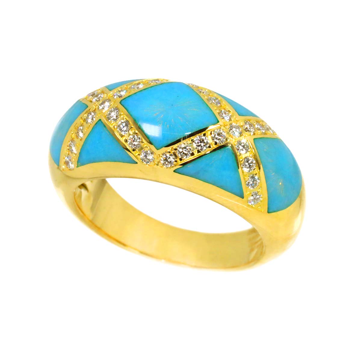Enamel Diamond 0.34ct Ring 18K YG 750 Size6-6.25(US)