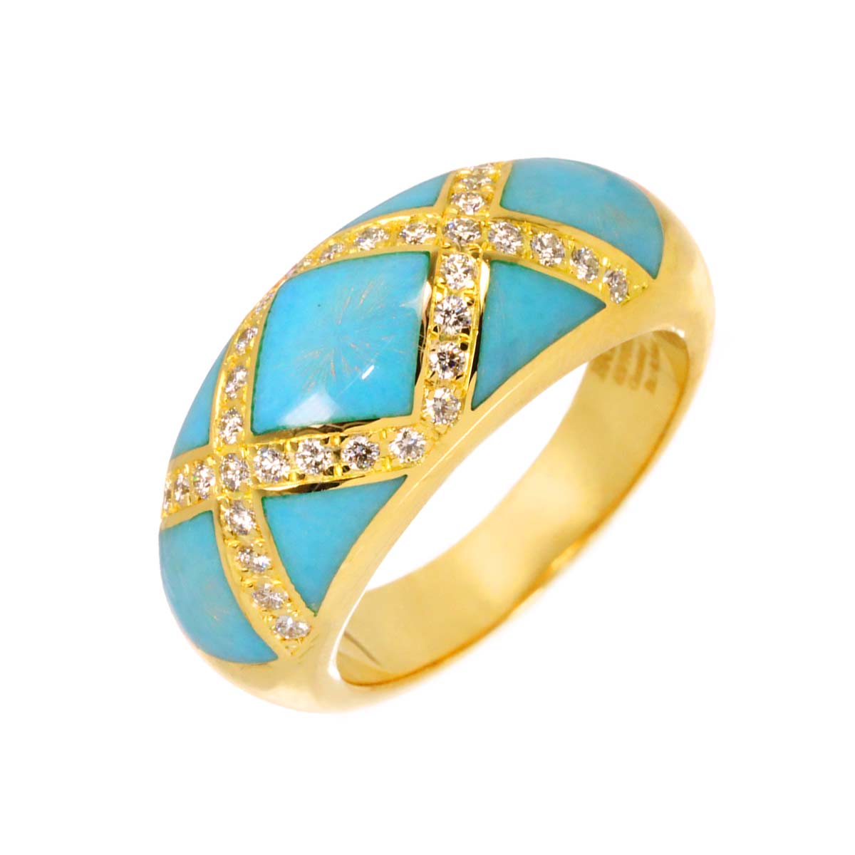 Enamel Diamond 0.34ct Ring 18K YG 750 Size6-6.25(US)