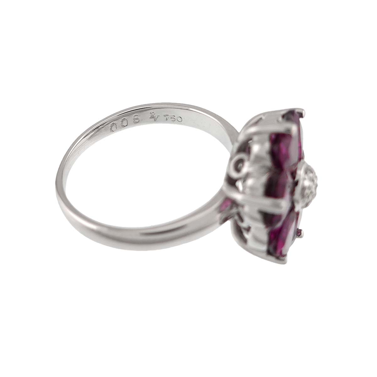 Garnet Diamond 0.06ct Ring 18K WG 750 Size4.5(US)