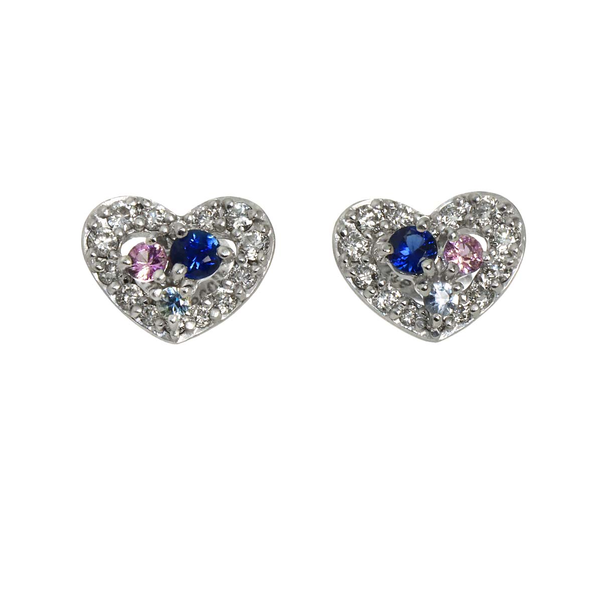Sapphire Diamond Earrings Pierced 18K WG 750