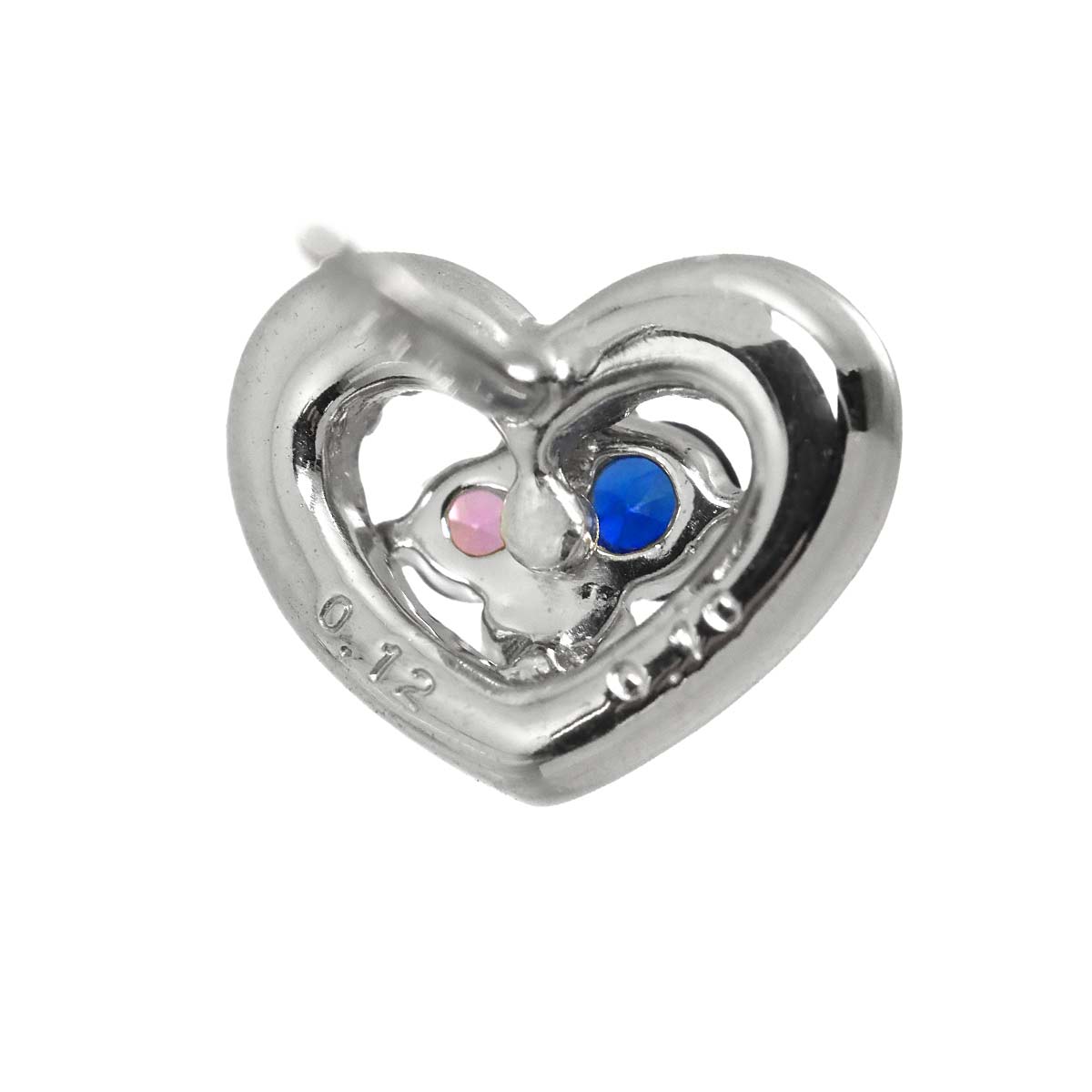 Sapphire Diamond Earrings Pierced 18K WG 750