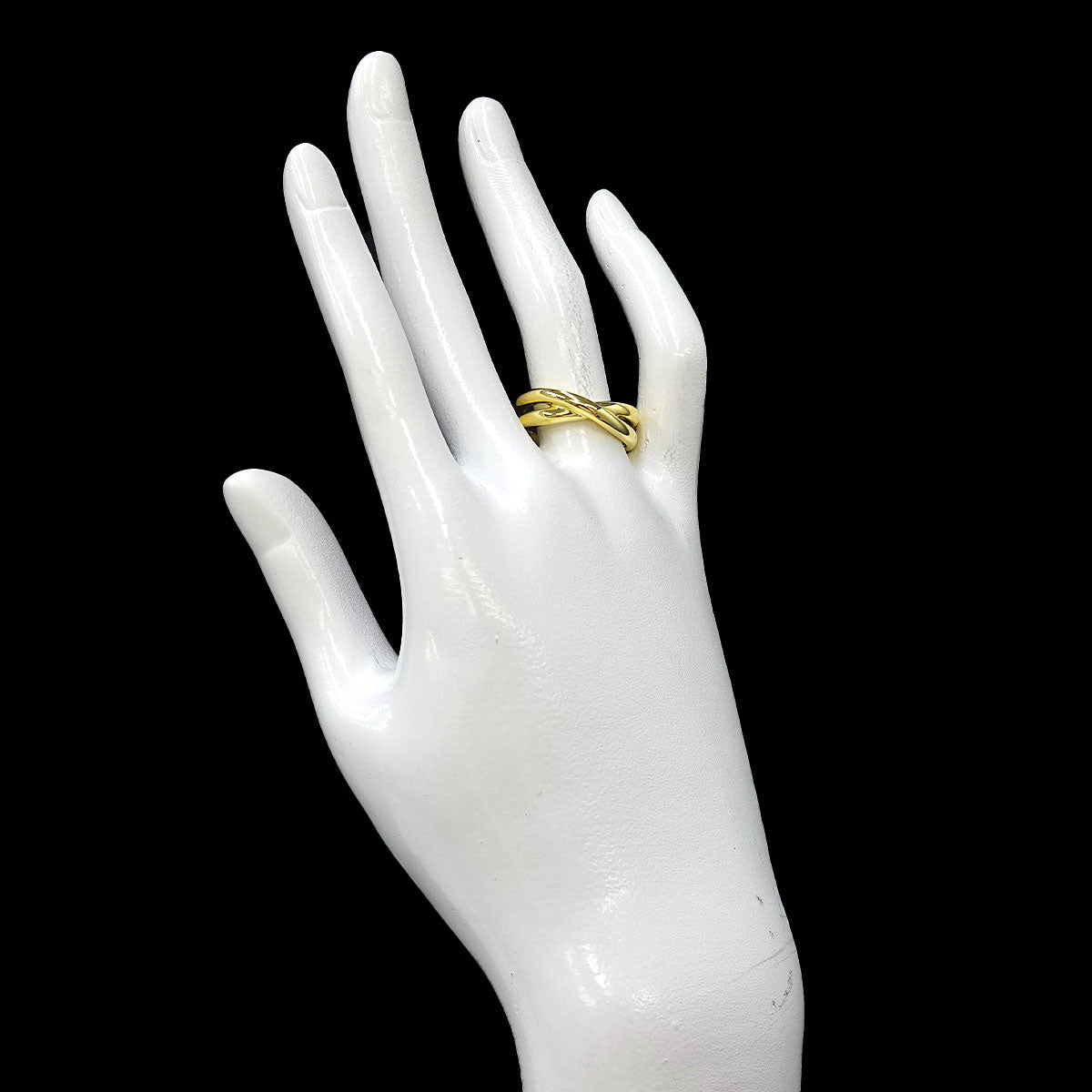 Infinity Double Cross Ring 18K YG 750 size6.75-7.25(US)