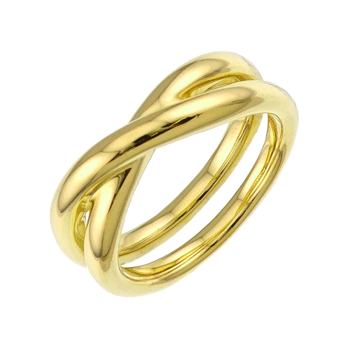 Infinity Double Cross Ring 18K YG 750 size6.75-7.25(US)