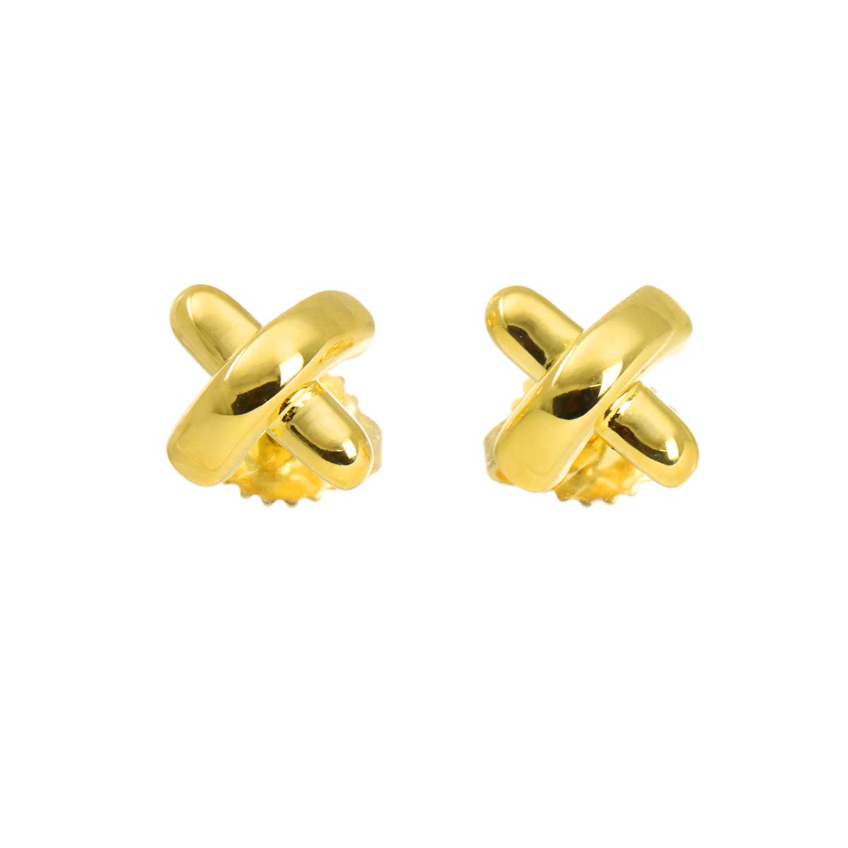 Cross stitch Earrings Pierced 18K Yellow Gold 750