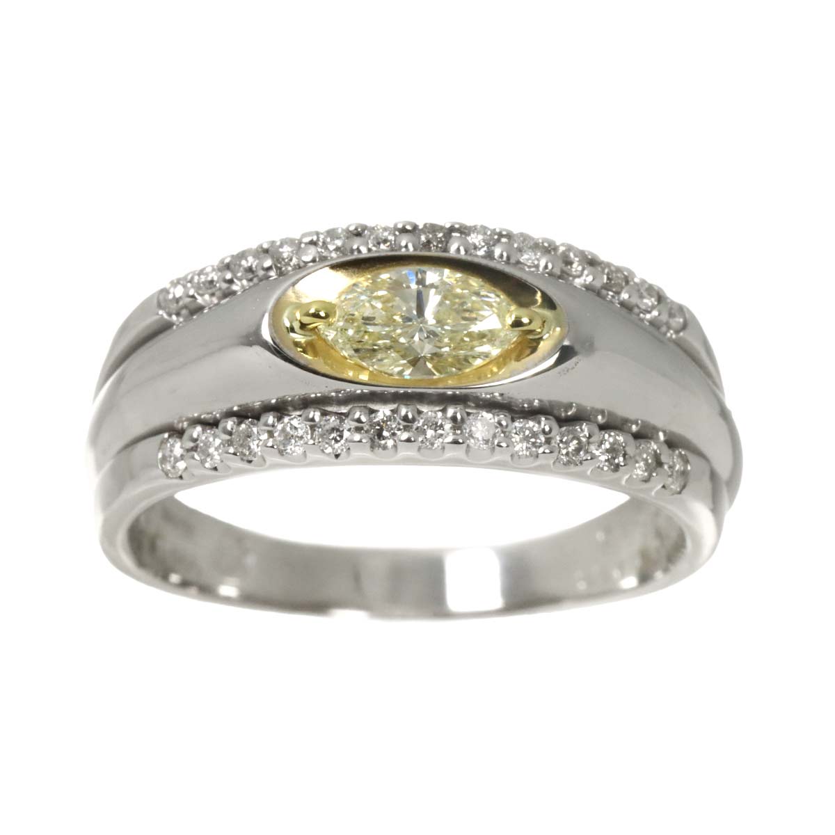 Diamond 0.422ct VLY/SI2 0.25ct Ring 18K WG Pt750 7.25-7.5(US)