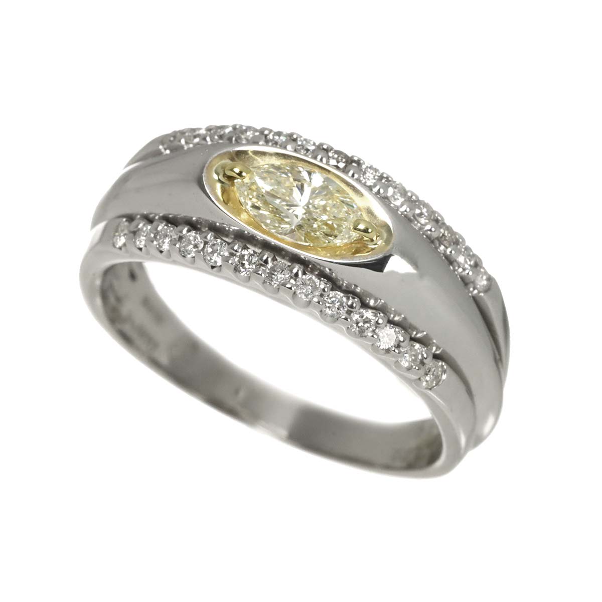 Diamond 0.422ct VLY/SI2 0.25ct Ring 18K WG Pt750 7.25-7.5(US)