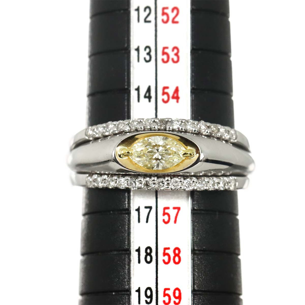 Diamond 0.422ct VLY/SI2 0.25ct Ring 18K WG Pt750 7.25-7.5(US)