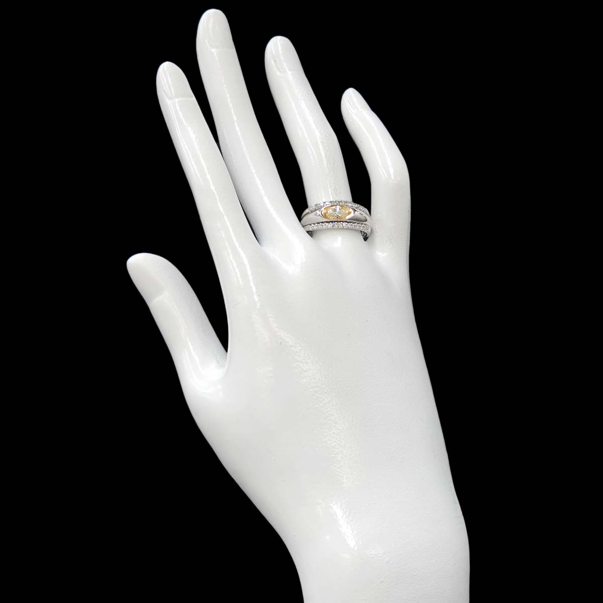 Diamond 0.422ct VLY/SI2 0.25ct Ring 18K WG Pt750 7.25-7.5(US)