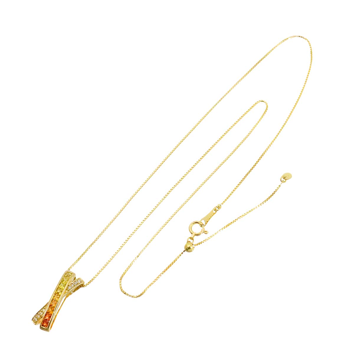 Sapphire 0.60ct Diamond 0.05ct Necklace 18K Yellow Gold 750