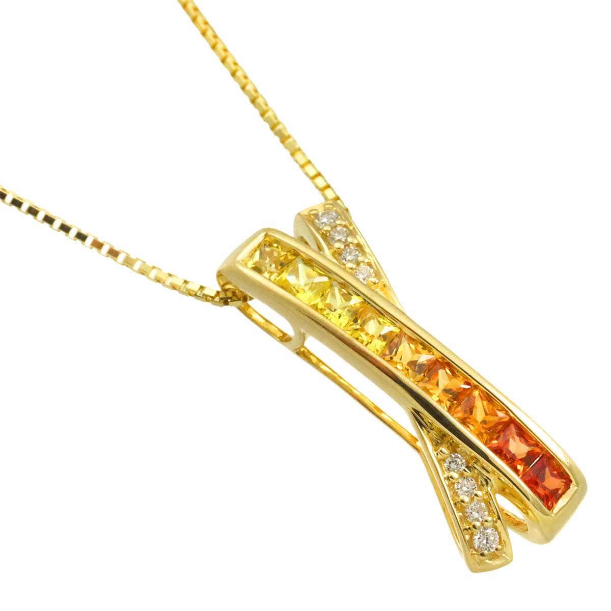 Sapphire 0.60ct Diamond 0.05ct Necklace 18K Yellow Gold 750