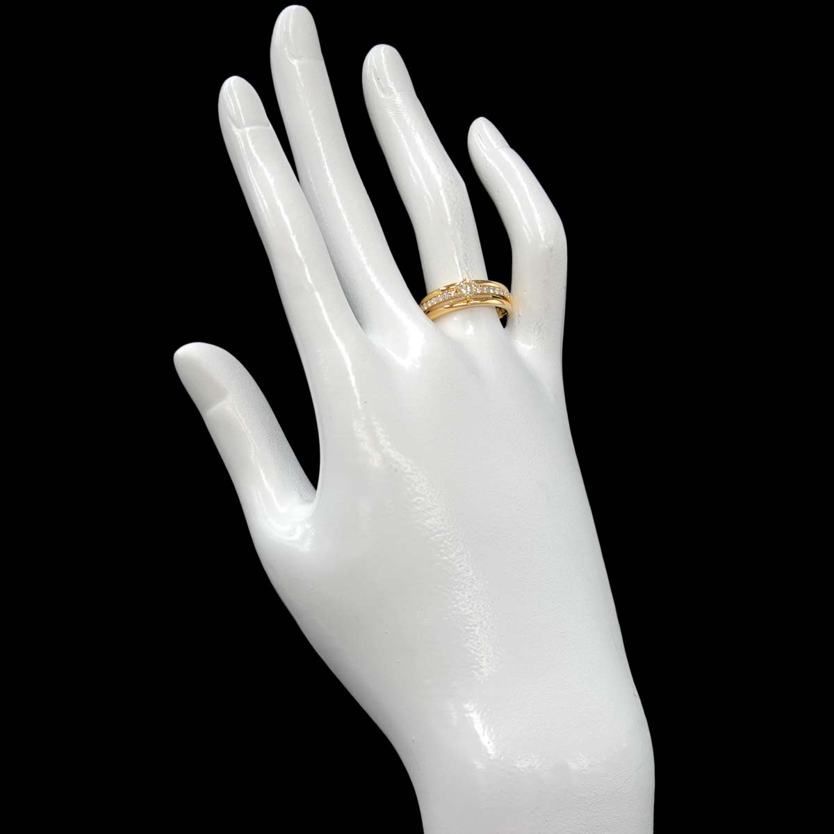 Diamond 0.234ct/0.15ct Ring 18K YG Yellow Gold 750 Size7.25(US)