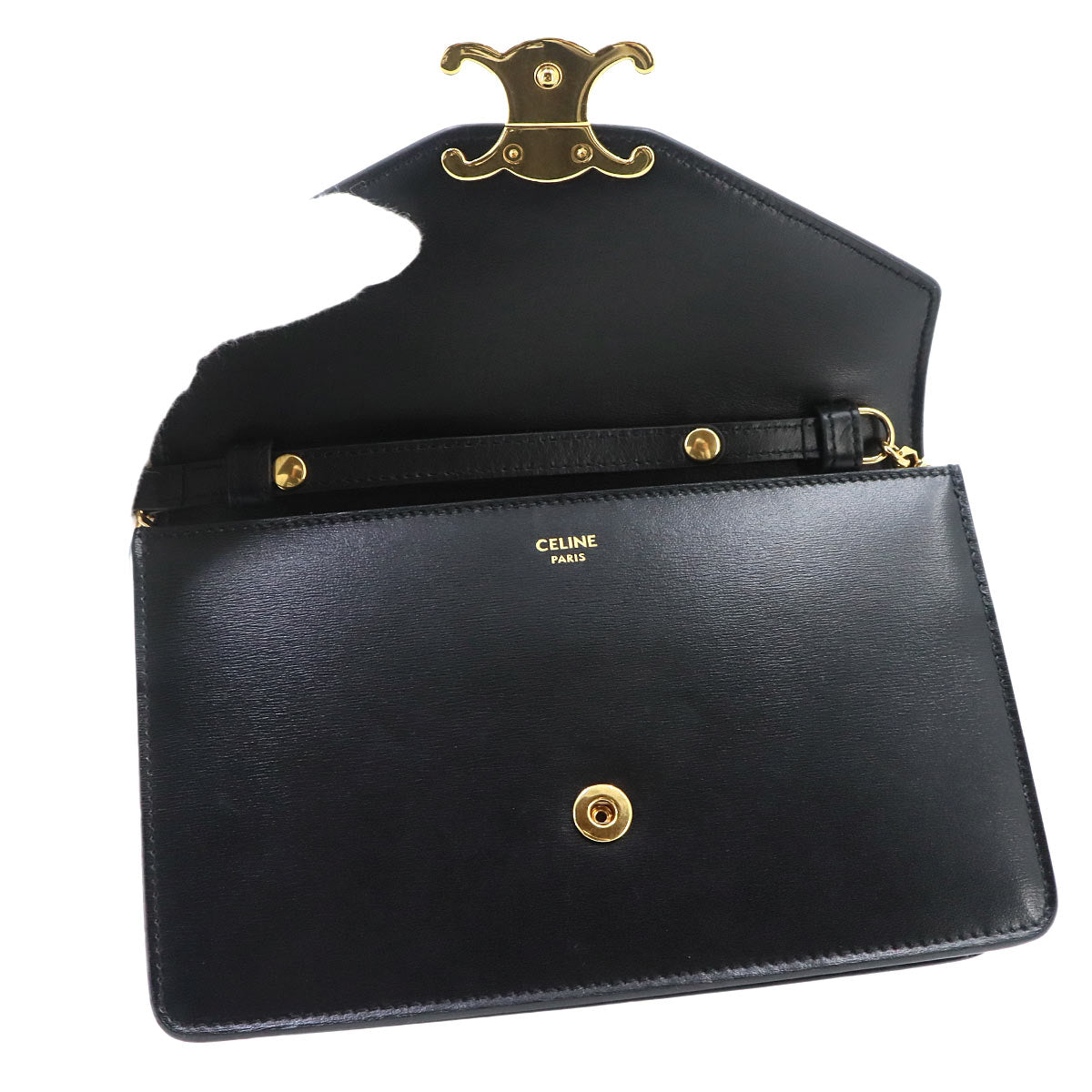 Margo Triomphe Chain Long Wallet Leather Black 10L033DPV