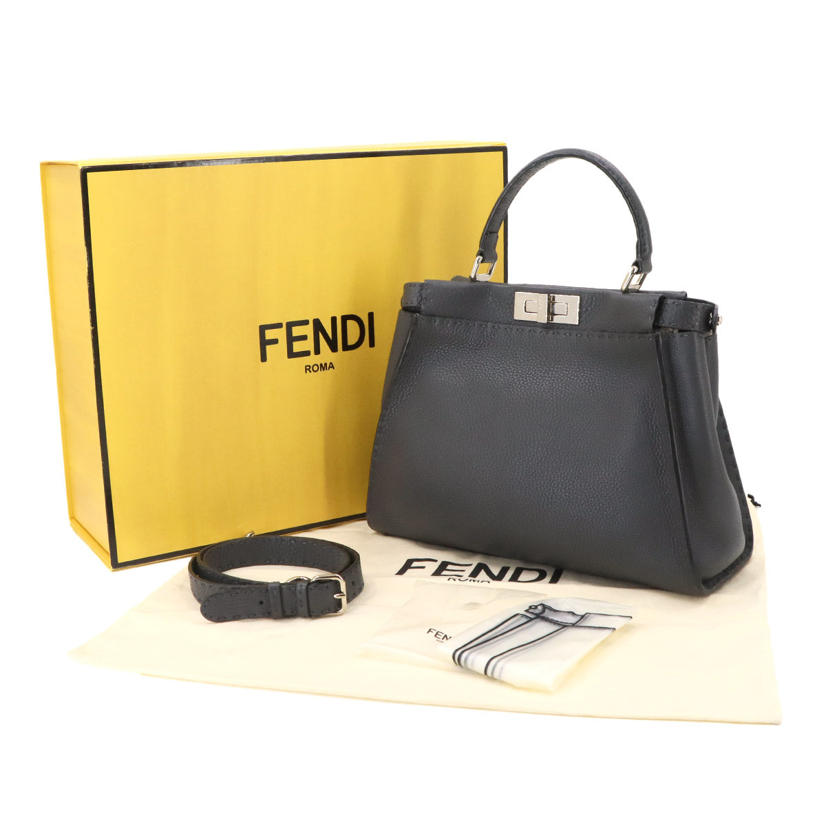 Seleria Peekaboo Regular 2way Hand Bag Leather Gray 8BN290