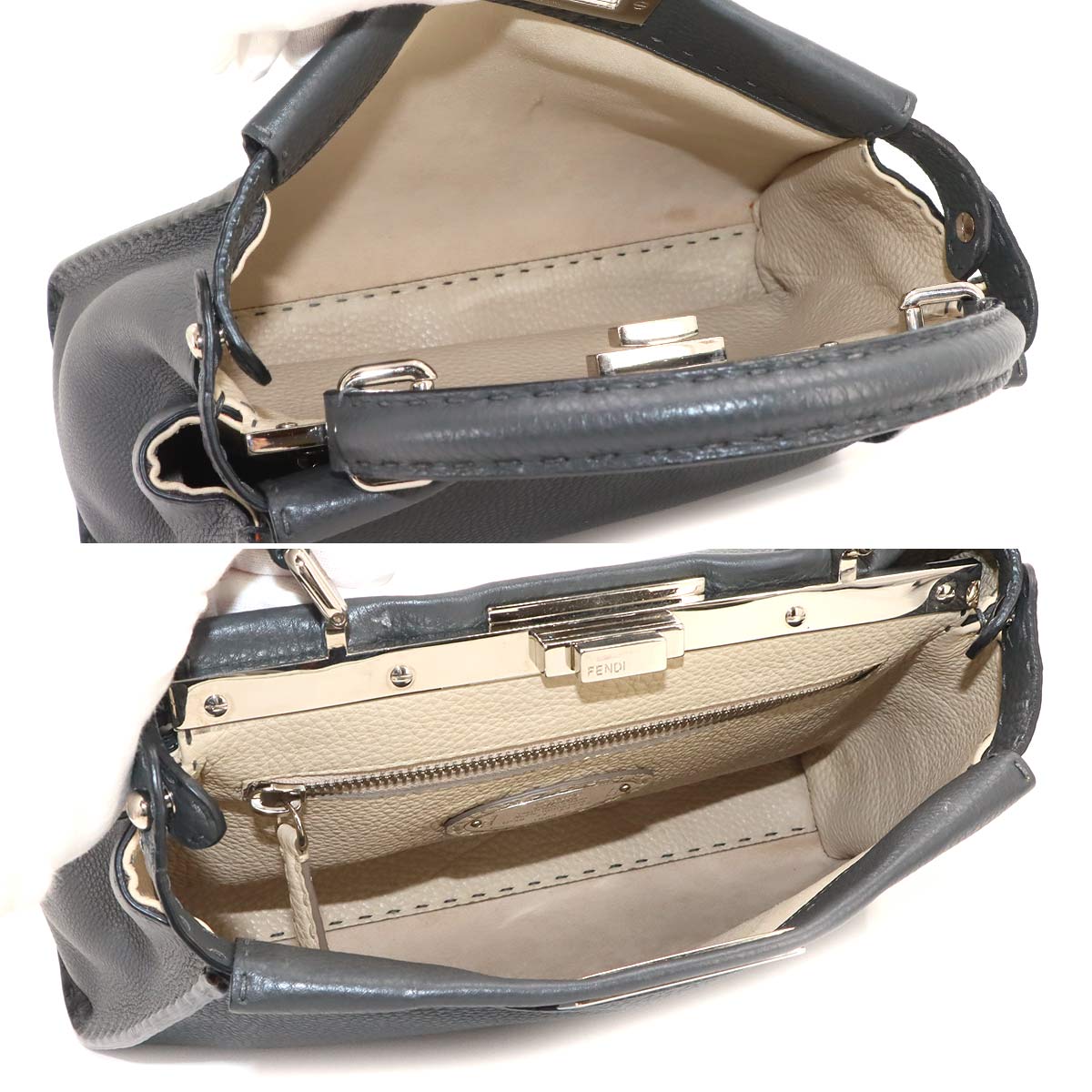 Seleria Peekaboo Regular 2way Hand Bag Leather Gray 8BN290