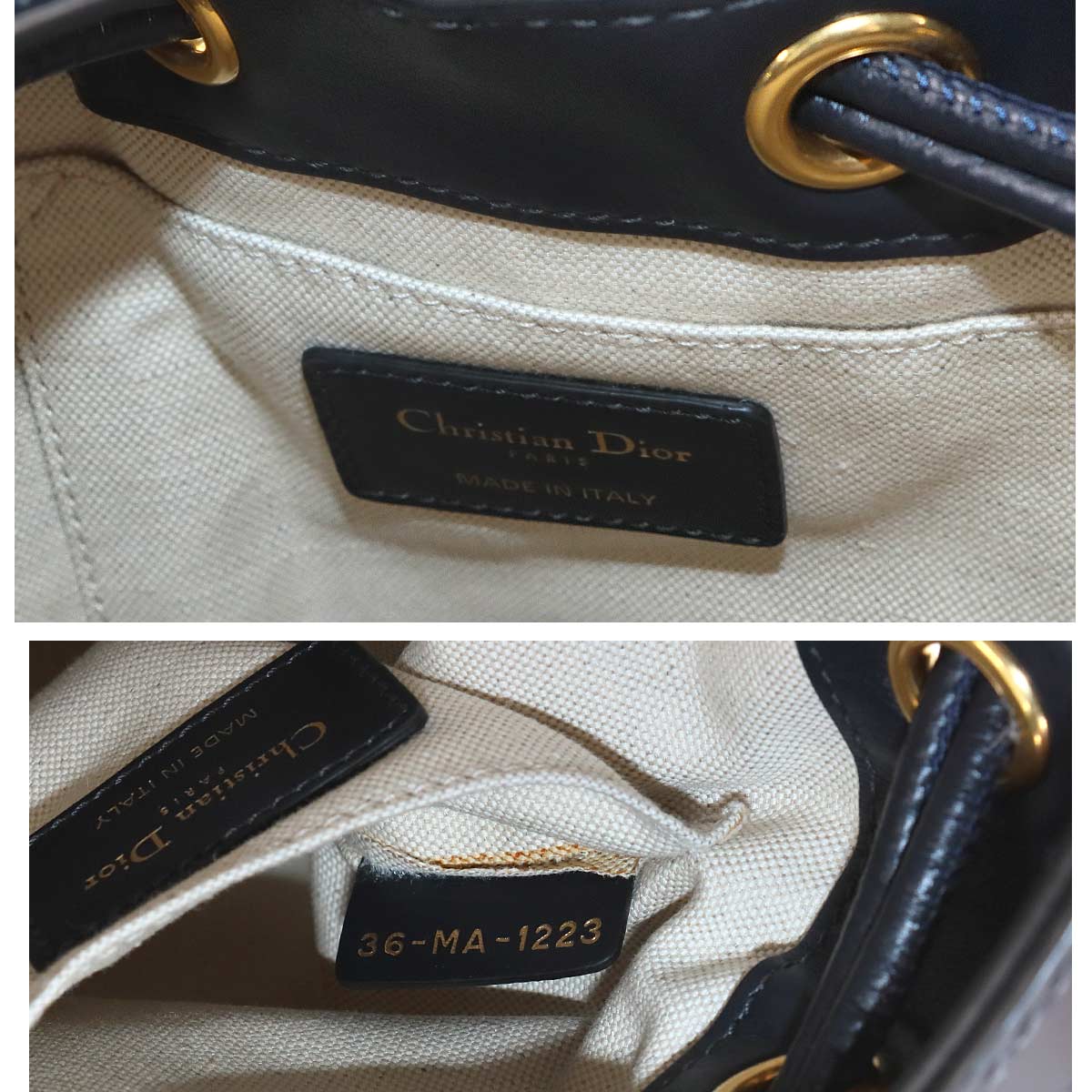Oblique Backpack Canvas Leather Navy