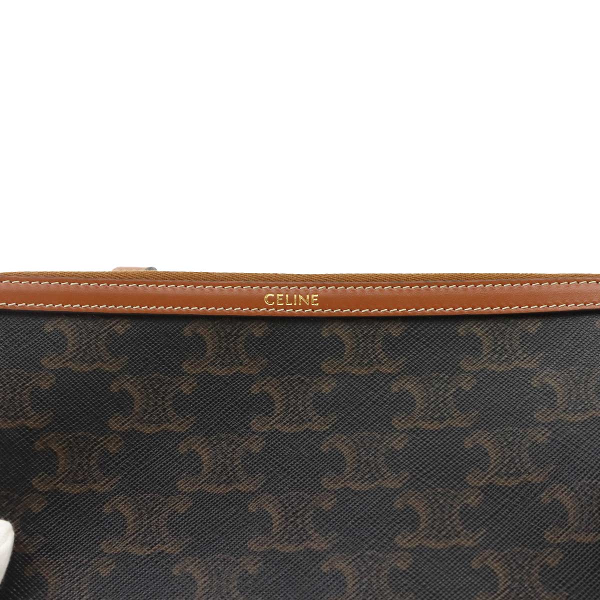 Triomphe Long Pouch with Strap PVC Leather Black Tan Purse