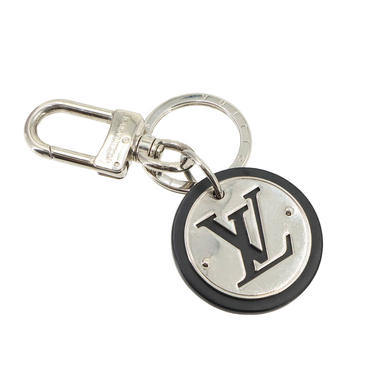 LV Cut Circle Key Holder Black Silver M67362