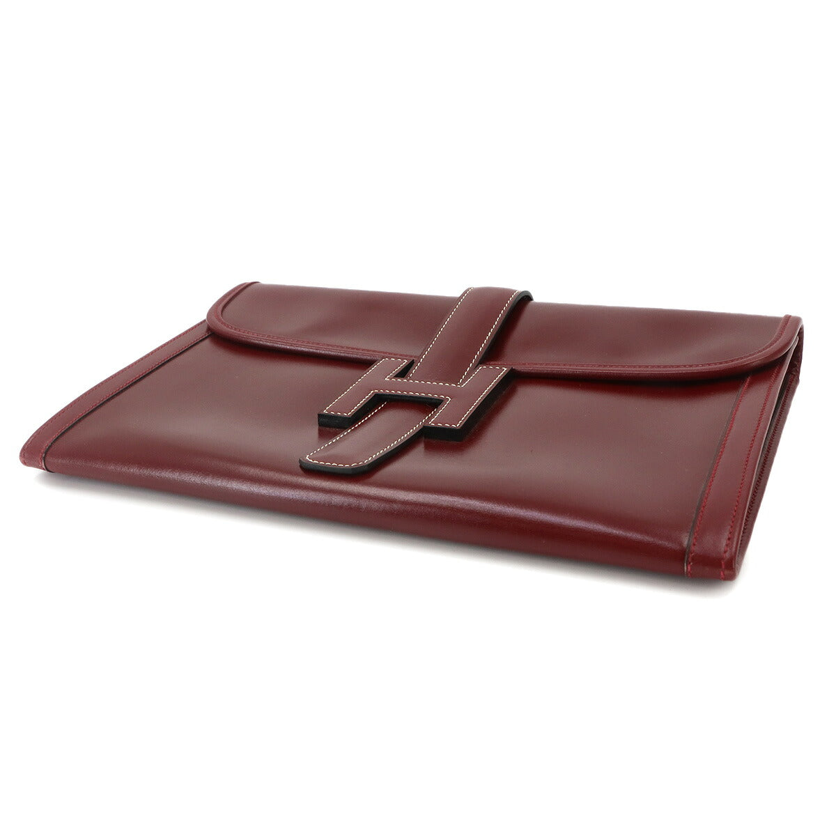 Jige PM Clutch Bag Box Calf Bordeaux Purse